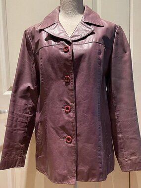Leonardo Purple Leather Coat